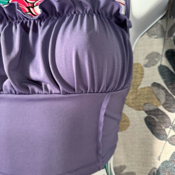 Cider Purple Ruffle Crop Top - Picture 3 of 4
